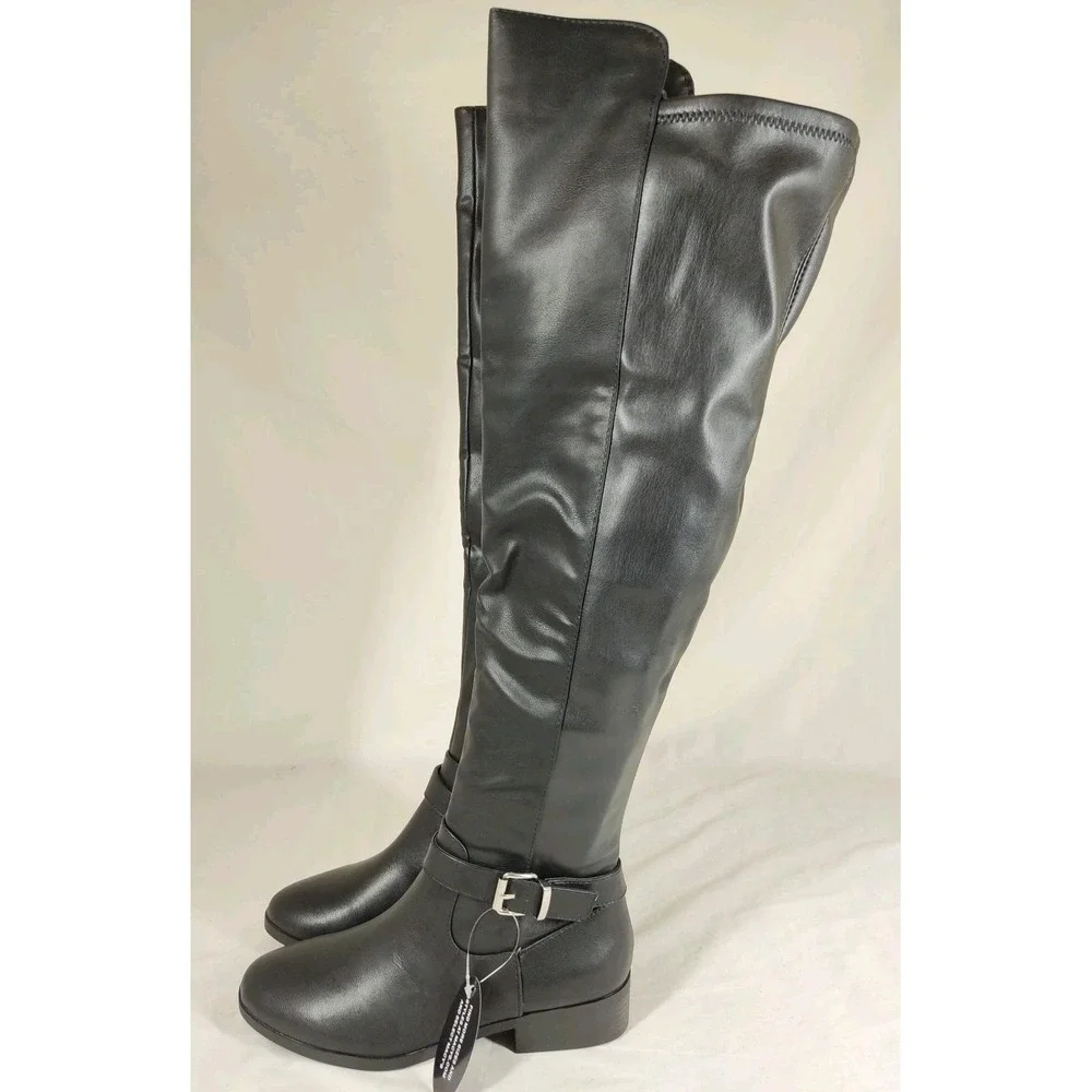 Style & Co. Womens Charlaa‎ Faux Leather Over-The-Knee Boots | Black Sm | 7M